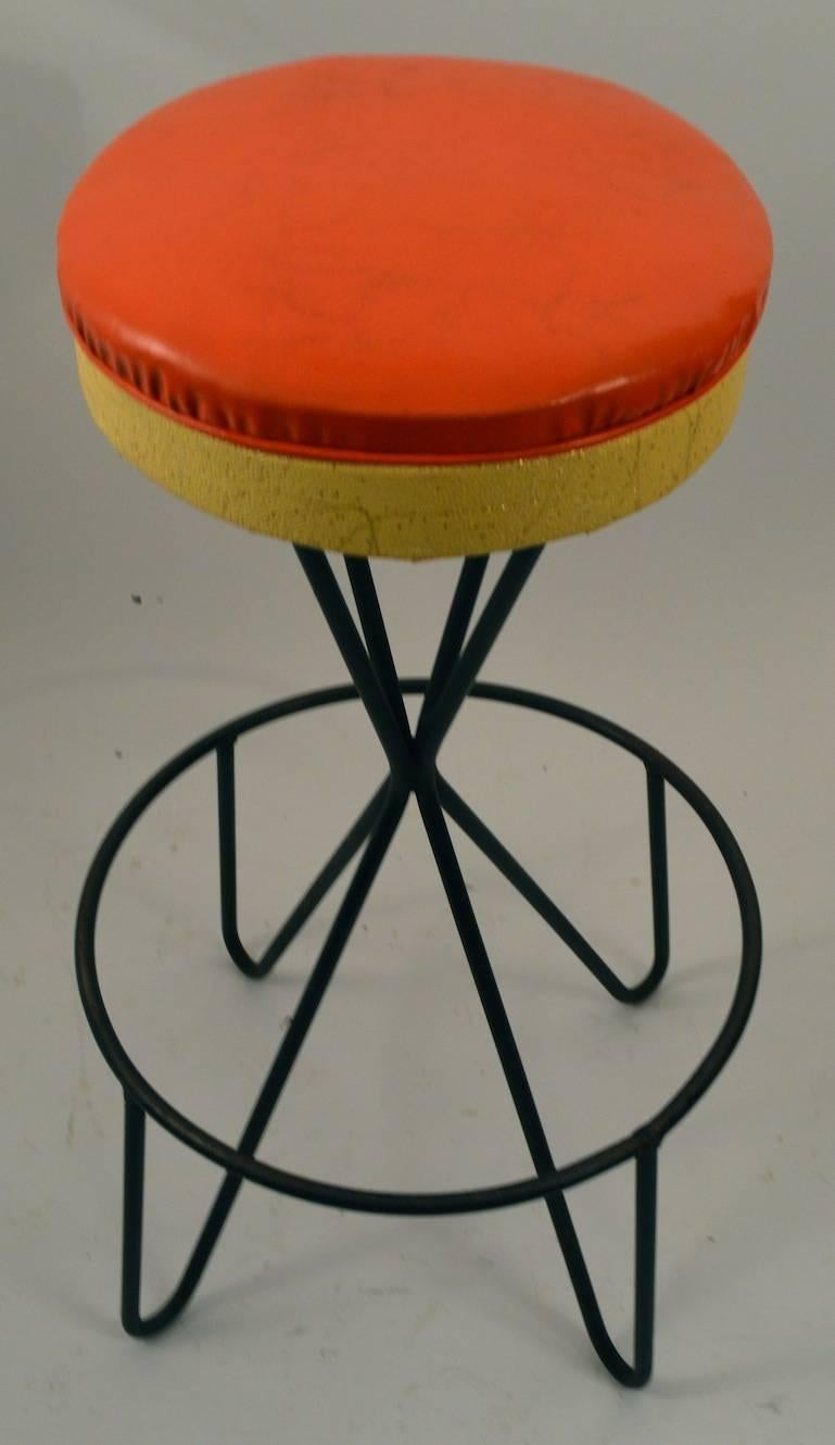 Mid-Century Modern Set of Four Paul Tuttle Bar Counter Stools