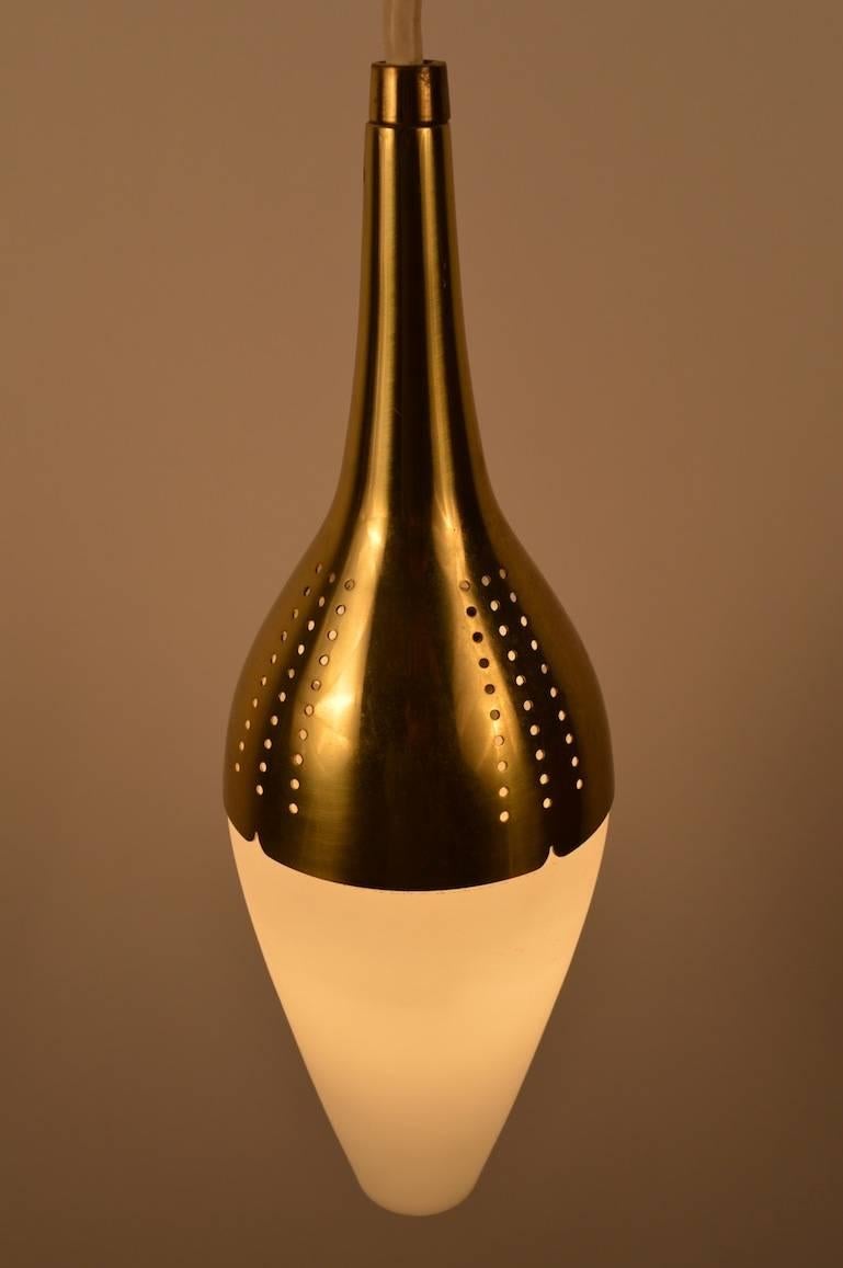 Mid-Century Modern Brass and Glass Pendant For Sale