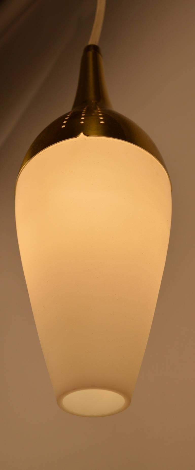 Brass and Glass Pendant In Good Condition For Sale In New York, NY
