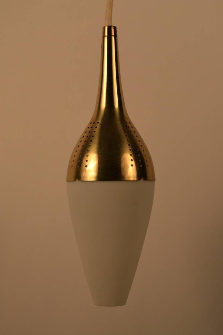 Mid-20th Century Brass and Glass Pendant For Sale