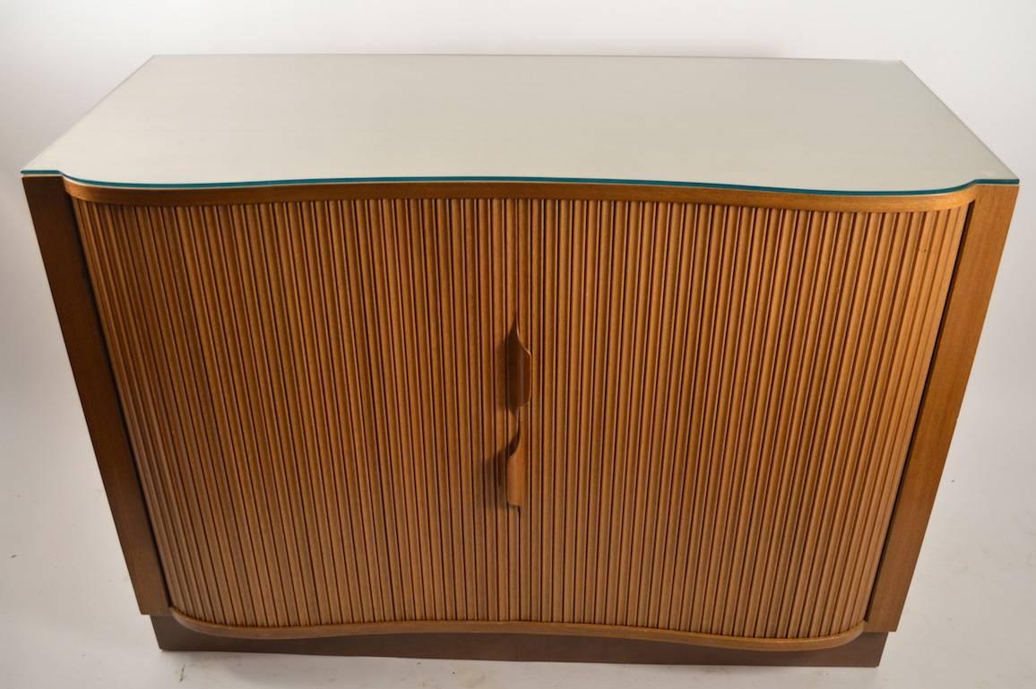 Mid-Century Modern Pair Dunbar Mr. Chests with Tambour Roll Fronts