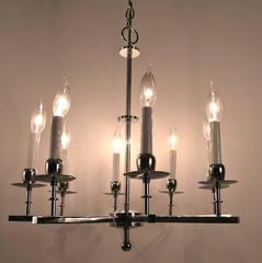 Chrome Eight-Light Spoke Chandelier