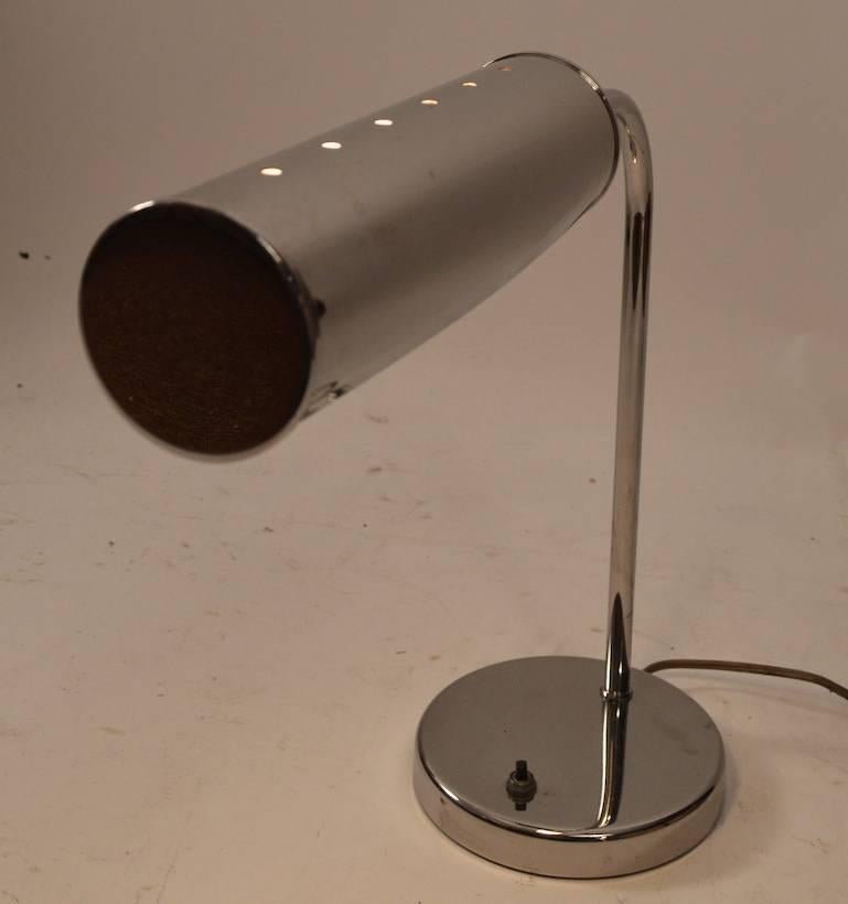 Mid-Century Modern Chrome Desk Lamp with Adjustable Hood Shade