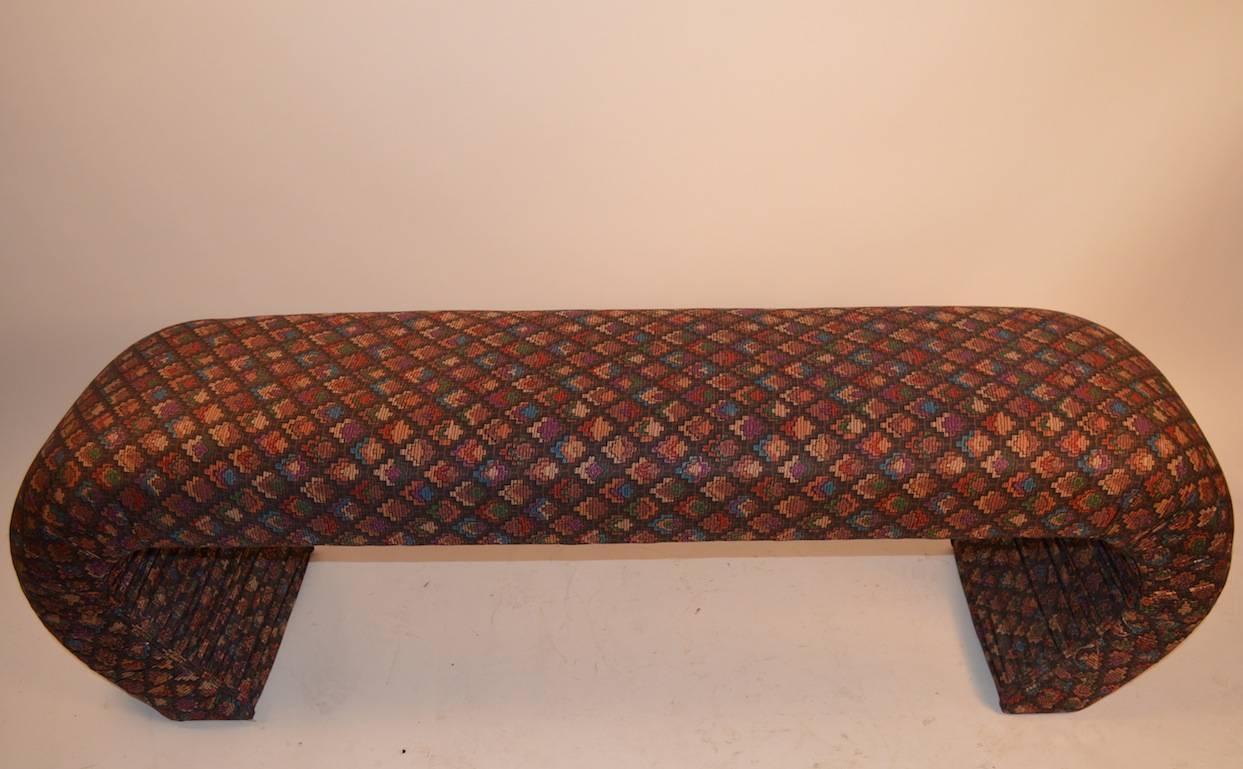  Upholstered Waterfall Bench In Good Condition In New York, NY