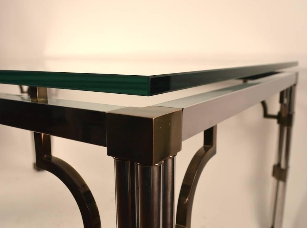 Late 20th Century Chrome and Brass Glass-Top Dining Table