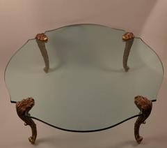 P.E. Guerin Scalloped Edge Coffee Cocktail Circular Table with Gilt Brass Legs