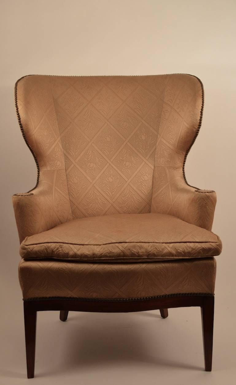 Mid-20th Century Stylish Barrel Back Wing Chair