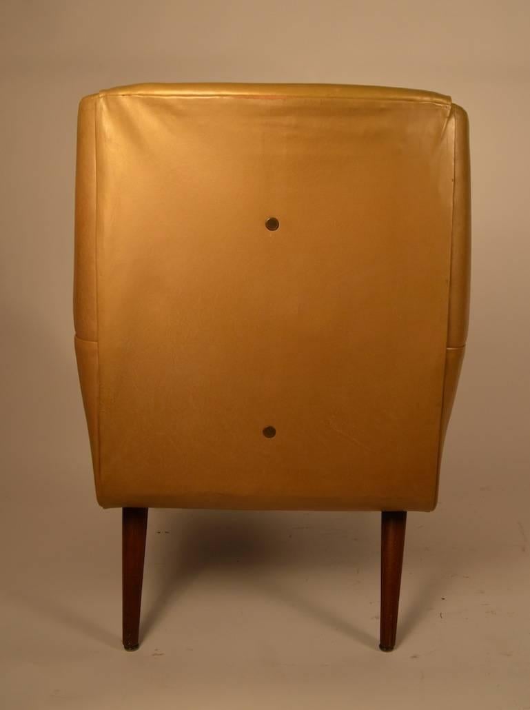 Mid-20th Century Gold Finish Leather Mid Century Lounge Chair 