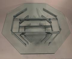 Mesa de centro octogonal cromada y de cristal