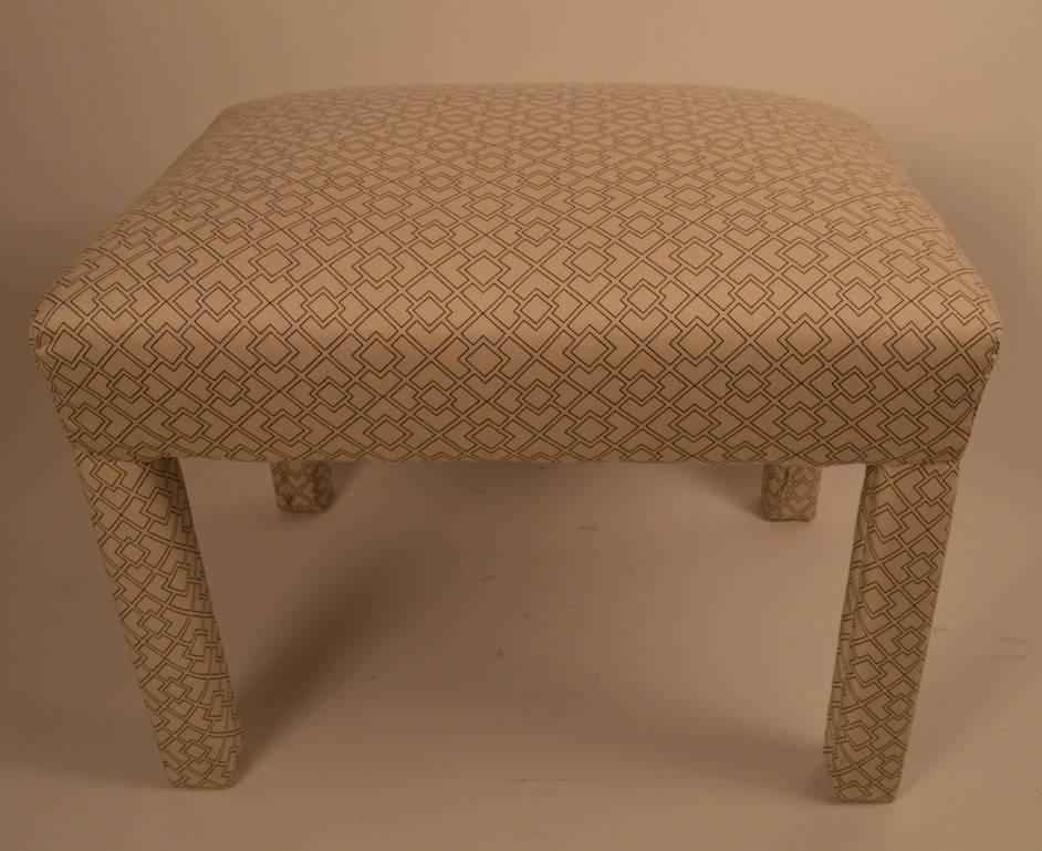 Small Upholstered Bench, Ottoman In Excellent Condition In New York, NY