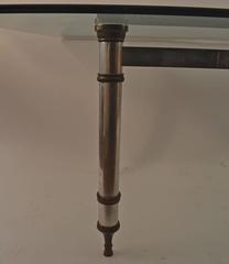Glass-Top Aluminum and Brass Base Dining Table