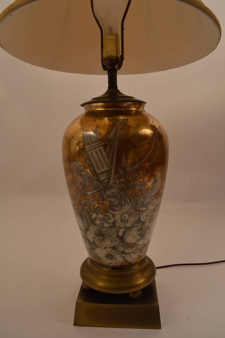 Mid-20th Century Pair of Eglomise Table Lamps For Sale