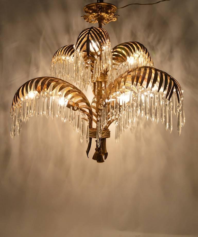 Belle Époque French Maison Bagues Leaf Chandelier