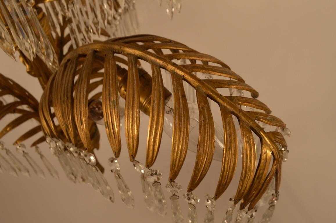 Mid-20th Century French Maison Bagues Leaf Chandelier