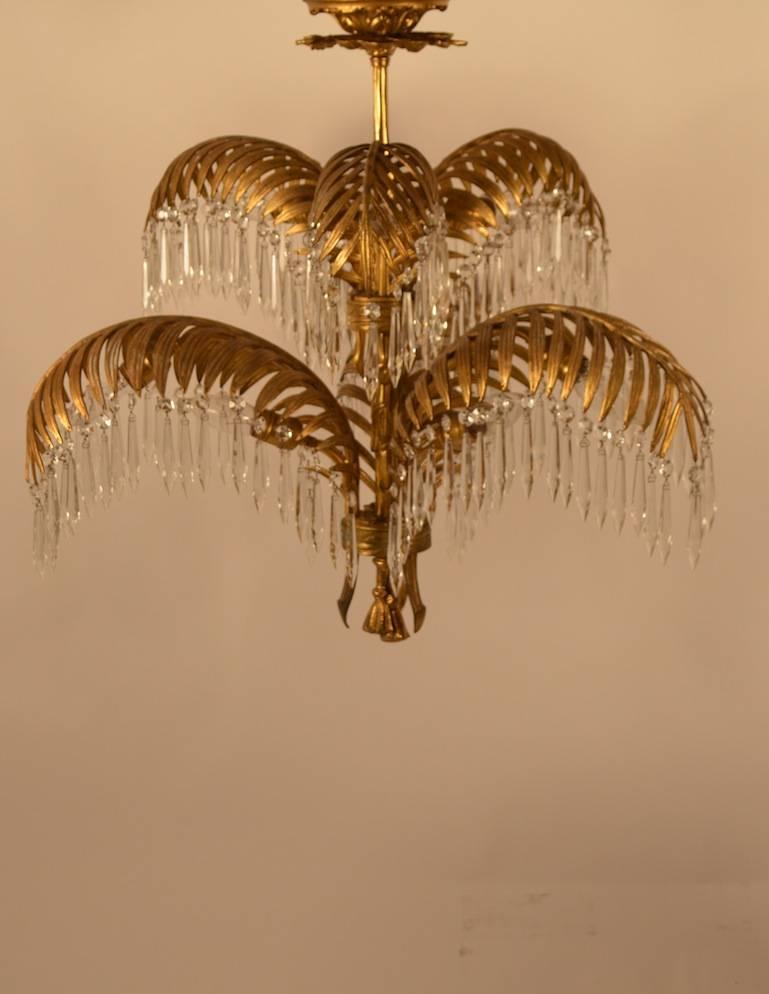 Brass French Maison Bagues Leaf Chandelier