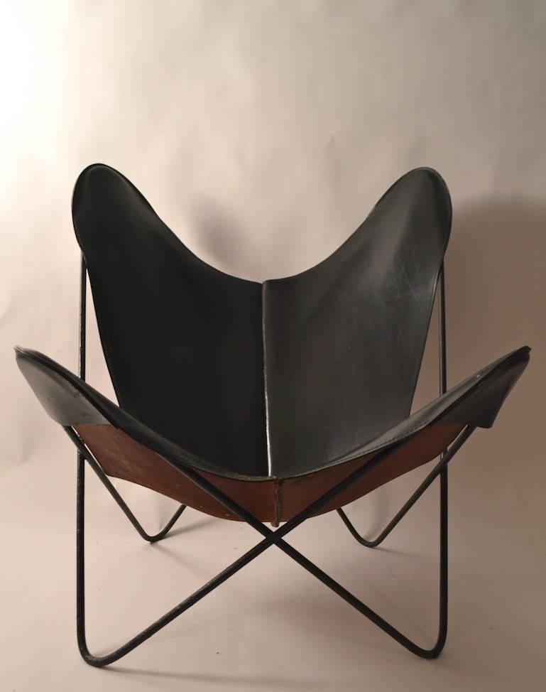 Slick Original Hardoy Butterfly in Black Leather In Good Condition In New York, NY