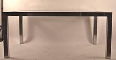 Aluminum Base Parsons Dining Table with Black Formica Leaves