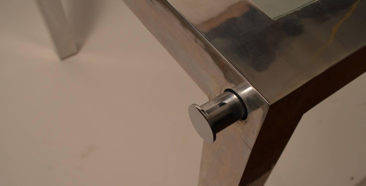 Mesa de Comedor Parsons con Base de Aluminio y Hojas de Formica Negra finales del siglo XX en venta