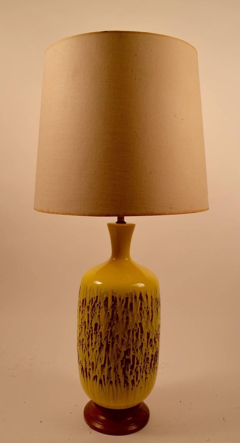 Large Volcanic Glaze Yellow Ceramic Lamp For Sale at 1stdibs