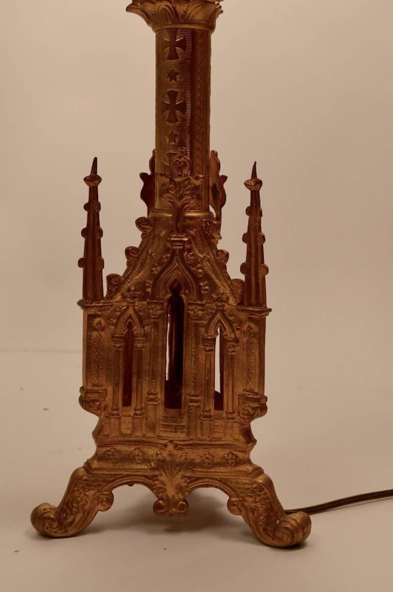 20th Century Pair of Gothic Revival Pricket Lamps