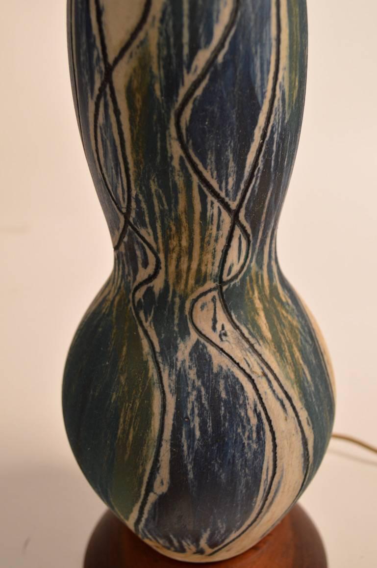 Mid-20th Century Mid Century Art Pottery Lamp For Sale