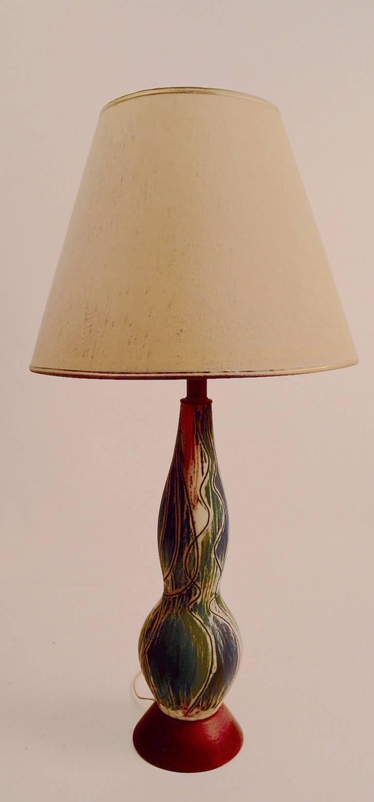 Américain Lampe en poterie d'art du milieu du siècle dernier en vente