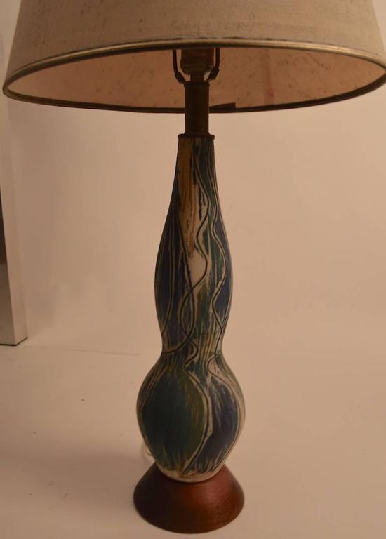 Mid Century Art Pottery Lamp For Sale at 1stDibs