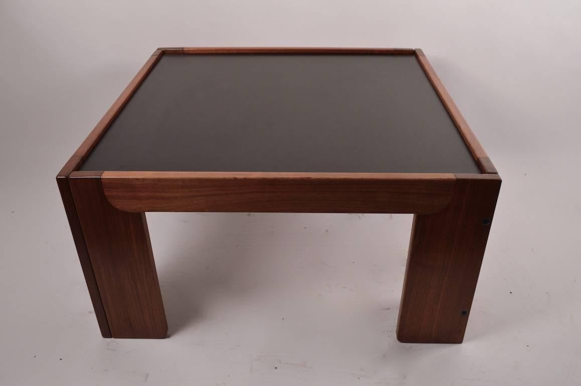 Black / White reversible laminate top rests in solid Rosewood frame, fully marked 