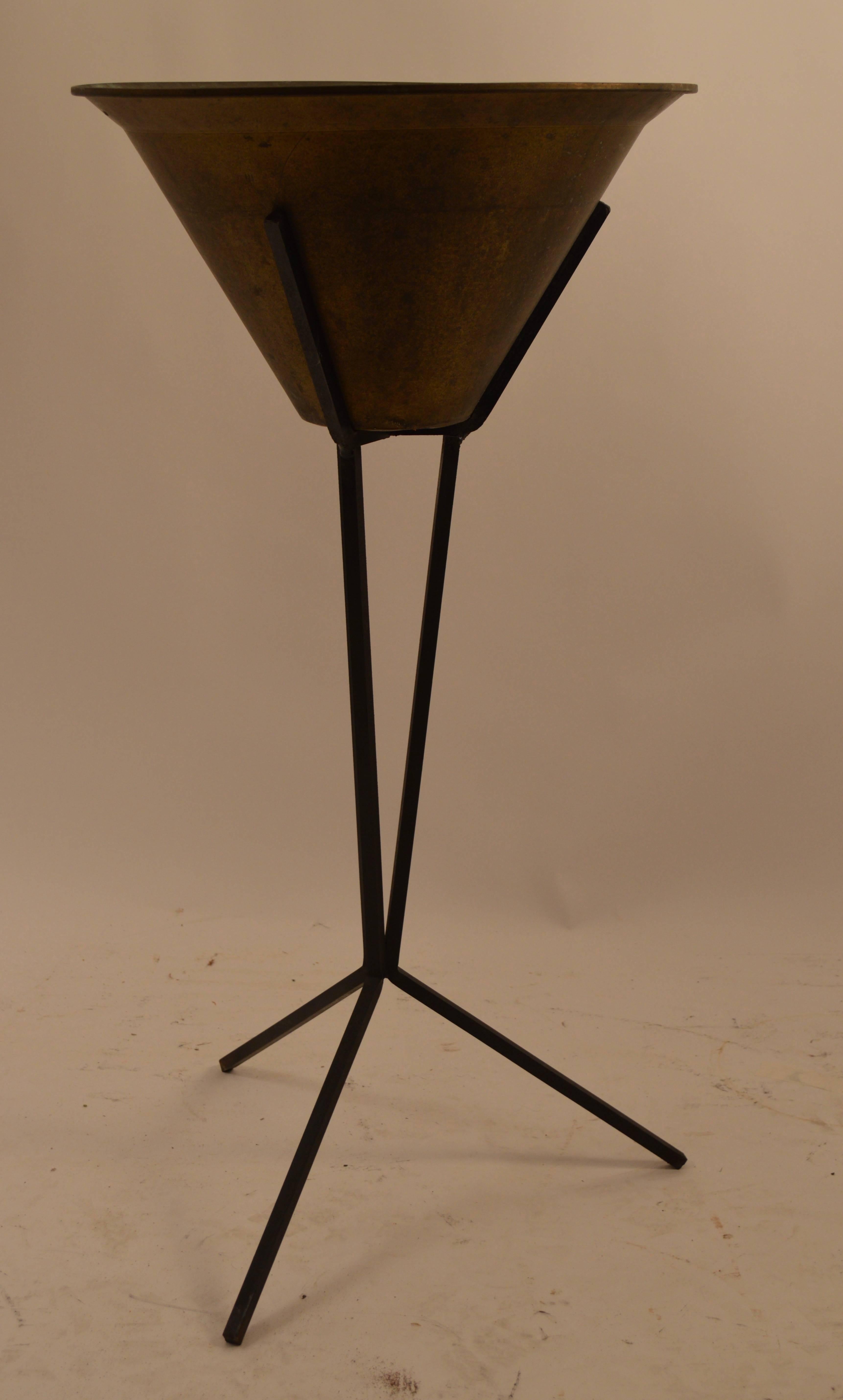 American  Mid Century Iron and Brass Planter Attributed to Paul McCobb