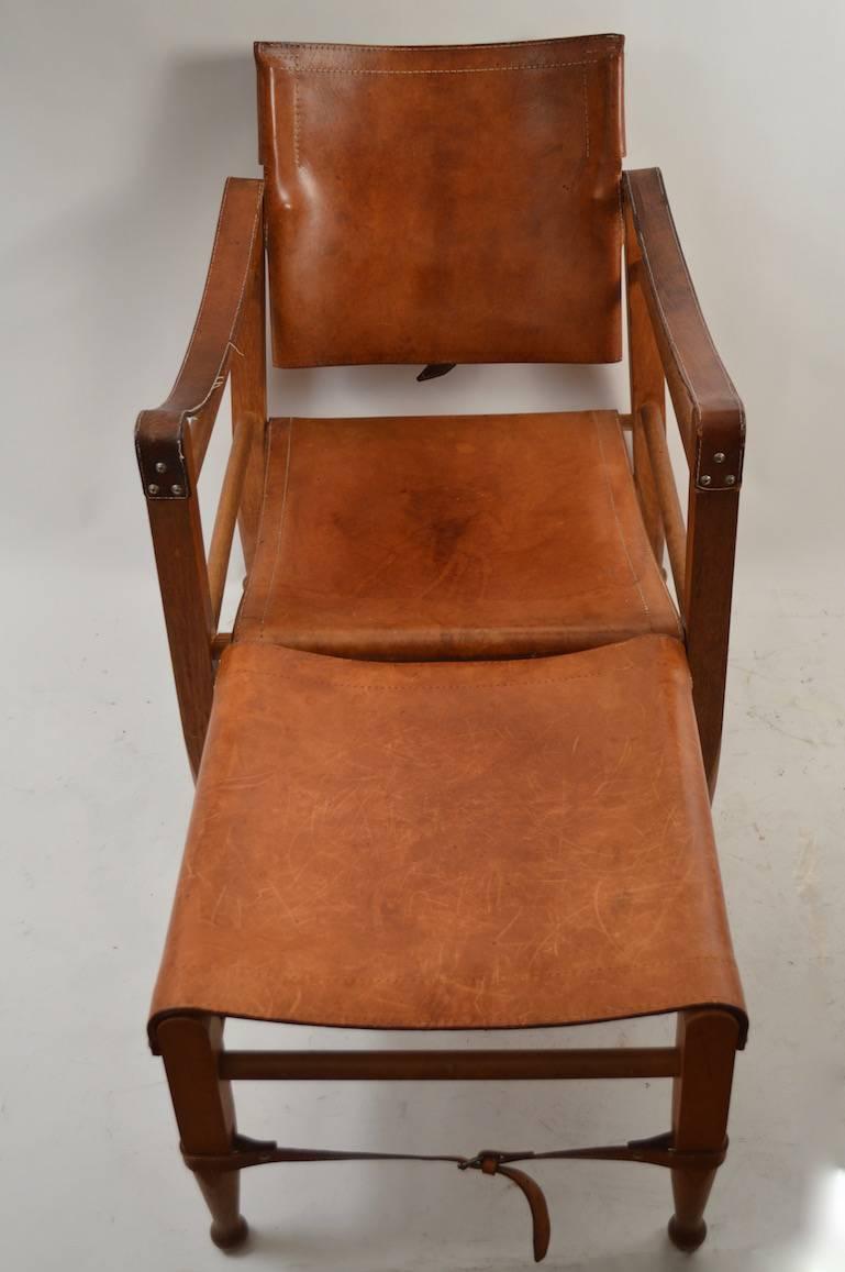 Mid-Century Modern Great Safari Chair with Footrest Ottoman