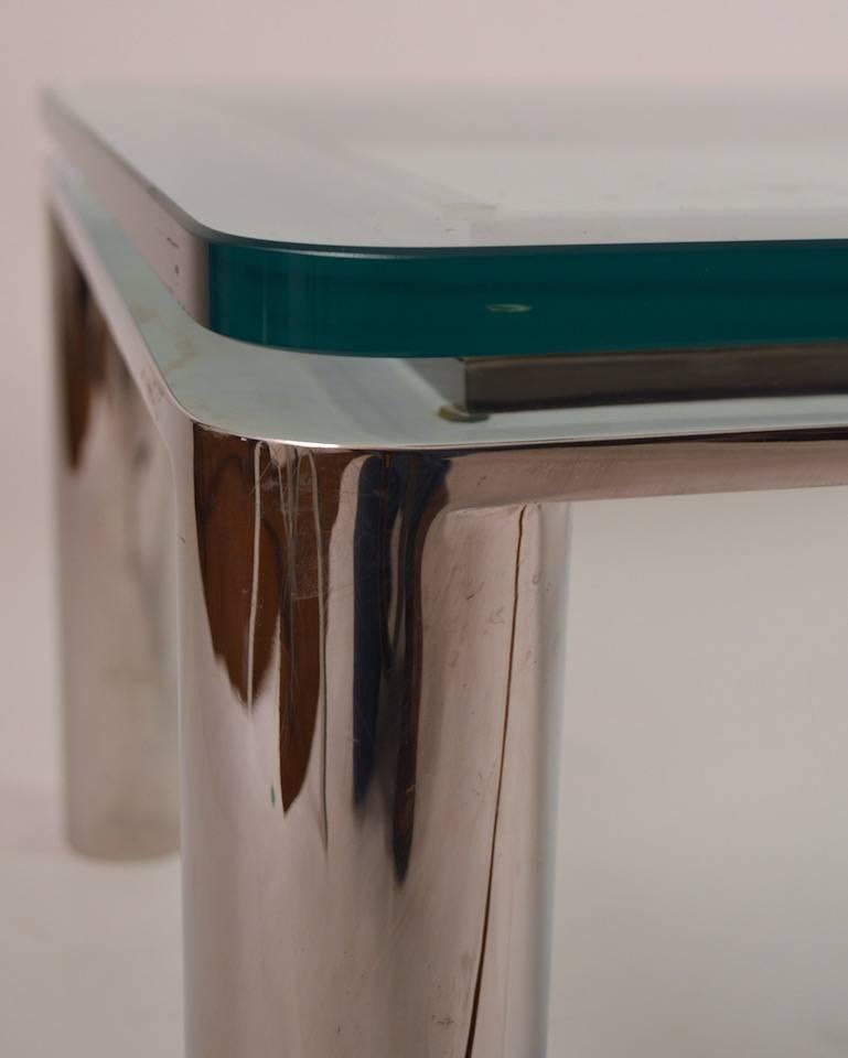 Italian Chrome Base Plate Glass Top Coffee Table