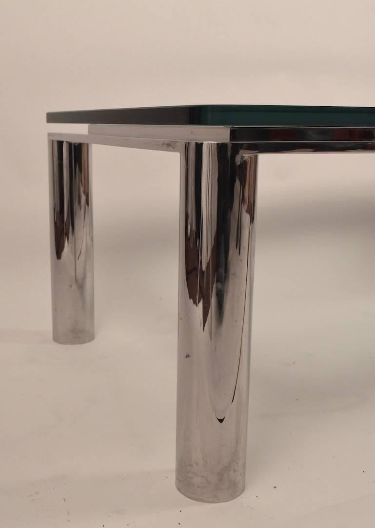 Mid-Century Modern Chrome Base Plate Glass Top Coffee Table