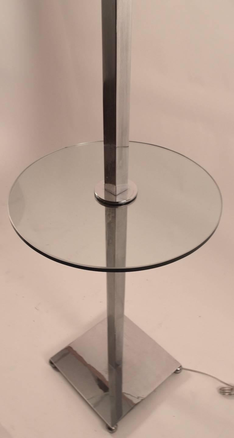 Late 20th Century Chrome and Glass Lamp Table