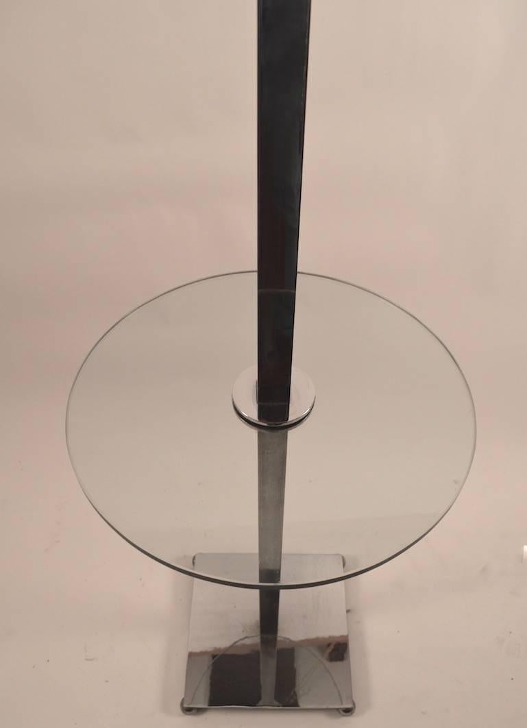 American Chrome and Glass Lamp Table