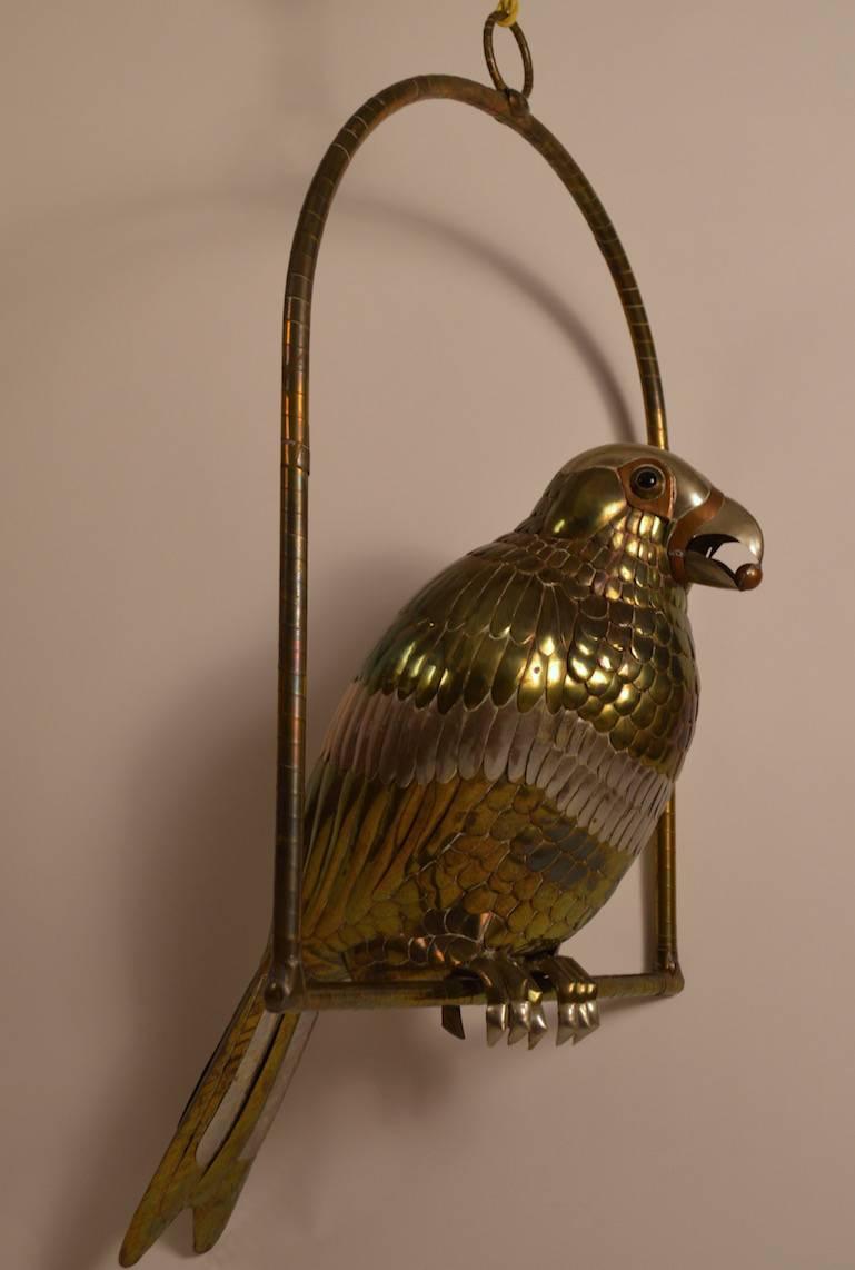 Mexican Sergio Bustamante Copper Parrot on Swing