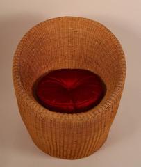 Vintage  Woven Wicker Mod Tub Chair