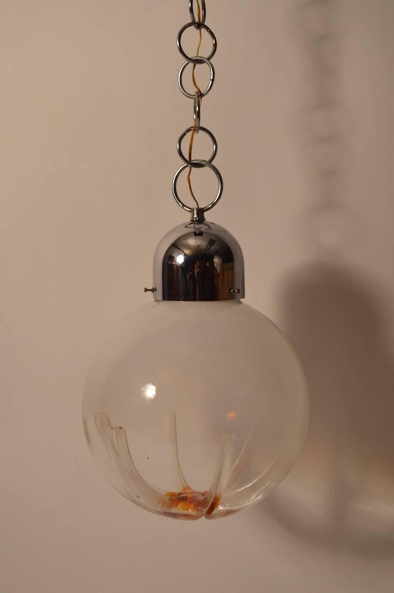 Art Glass Hanging Ball Fixture by Mazzega For Sale