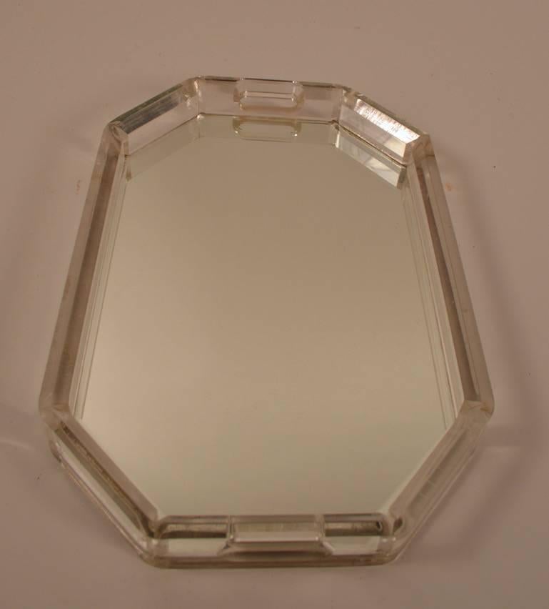 Lucite Tray with Mirrored Surface In Good Condition In New York, NY