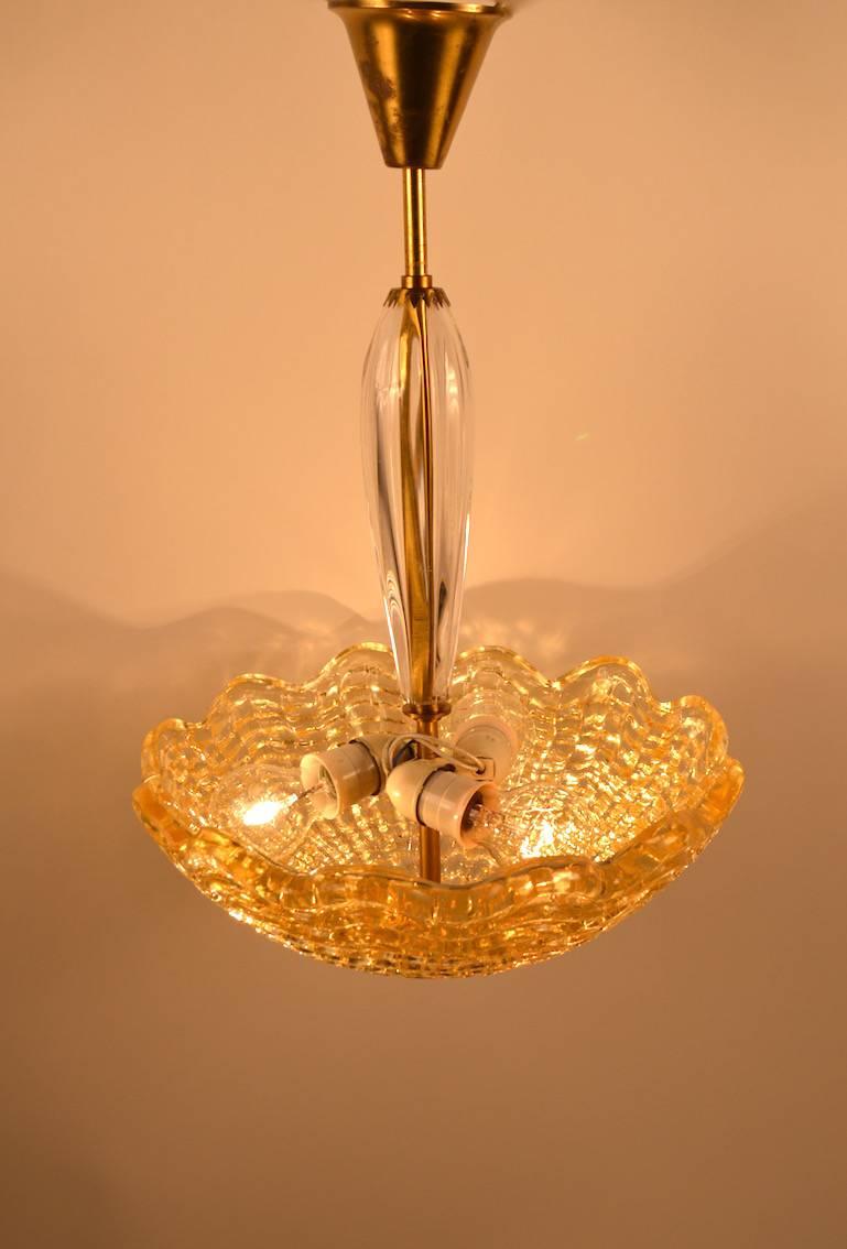 Swedish Art Deco Gold Glass Bowl Chandelier by Carl Fagerlund for Orrefors For Sale