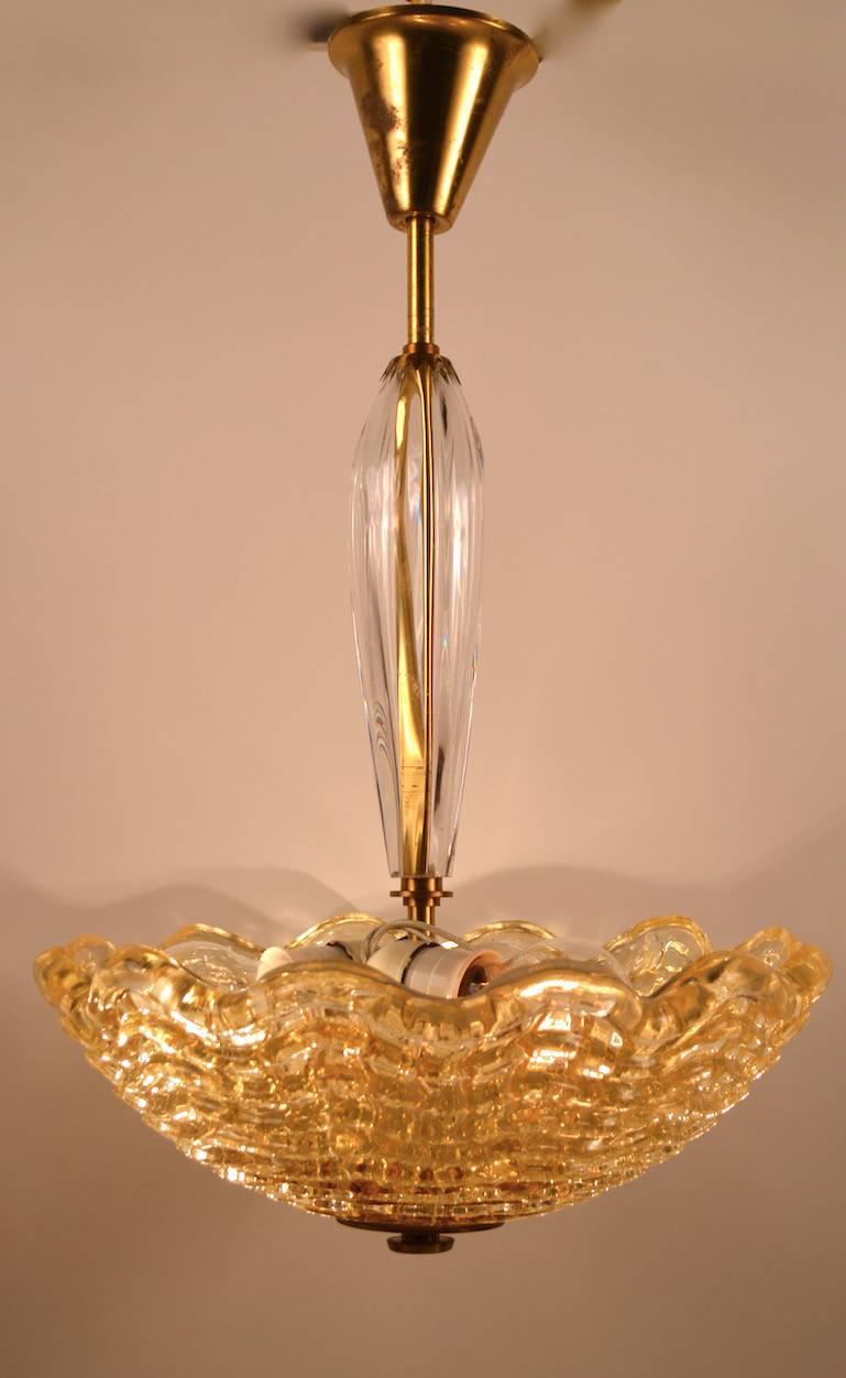 Art Deco Gold Glass Bowl Chandelier by Carl Fagerlund for Orrefors In Good Condition For Sale In New York, NY