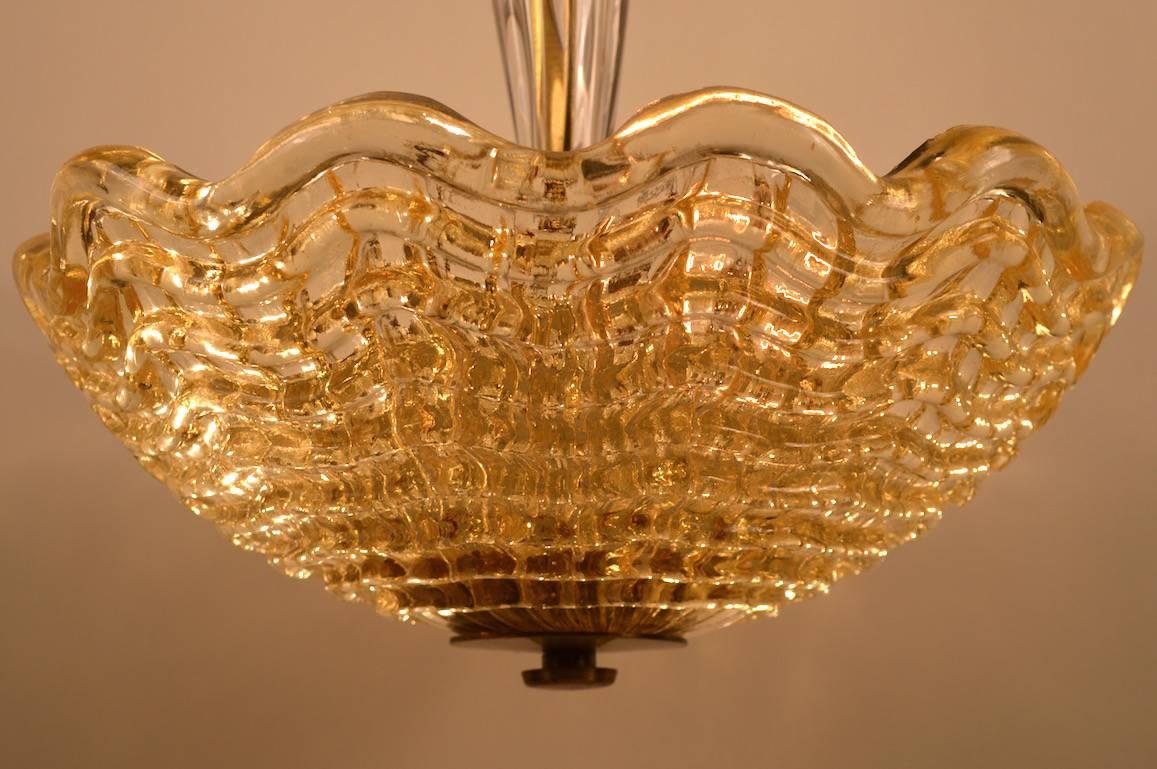 Mid-20th Century Art Deco Gold Glass Bowl Chandelier by Carl Fagerlund for Orrefors For Sale
