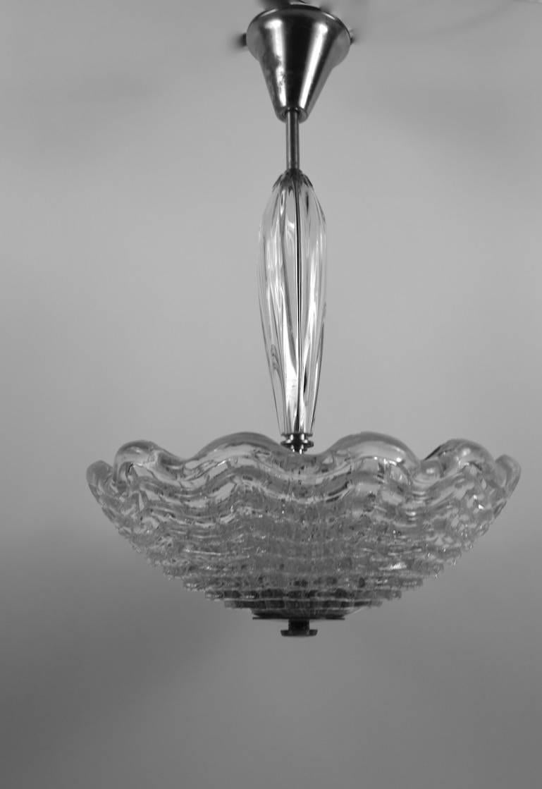 Brass Art Deco Gold Glass Bowl Chandelier by Carl Fagerlund for Orrefors For Sale