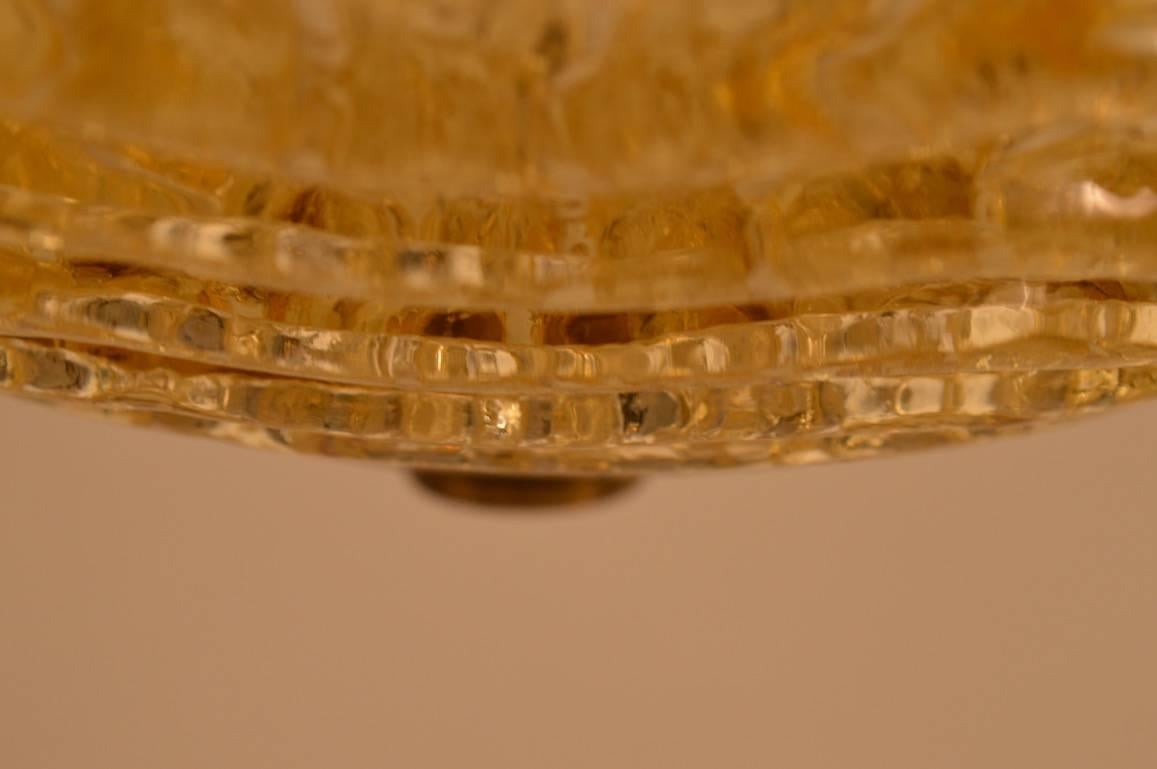 Art Deco Gold Glass Bowl Chandelier by Carl Fagerlund for Orrefors For Sale 2