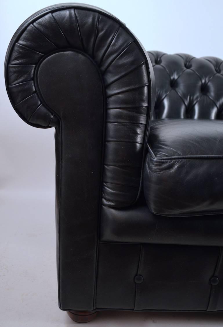 Leather Chesterfield Sofa In Excellent Condition In New York, NY