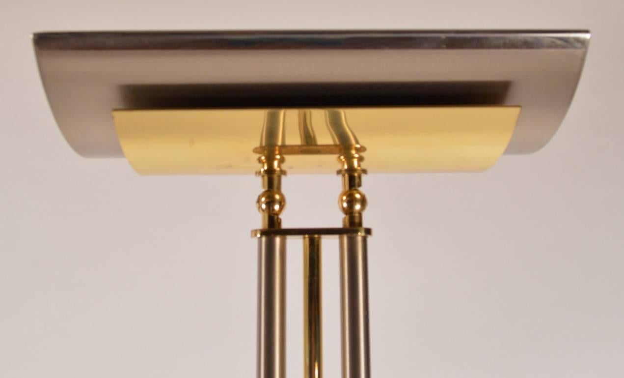 Italian Made Halogen Floor Lamp Torchiere Brass and Steel In Good Condition In New York, NY