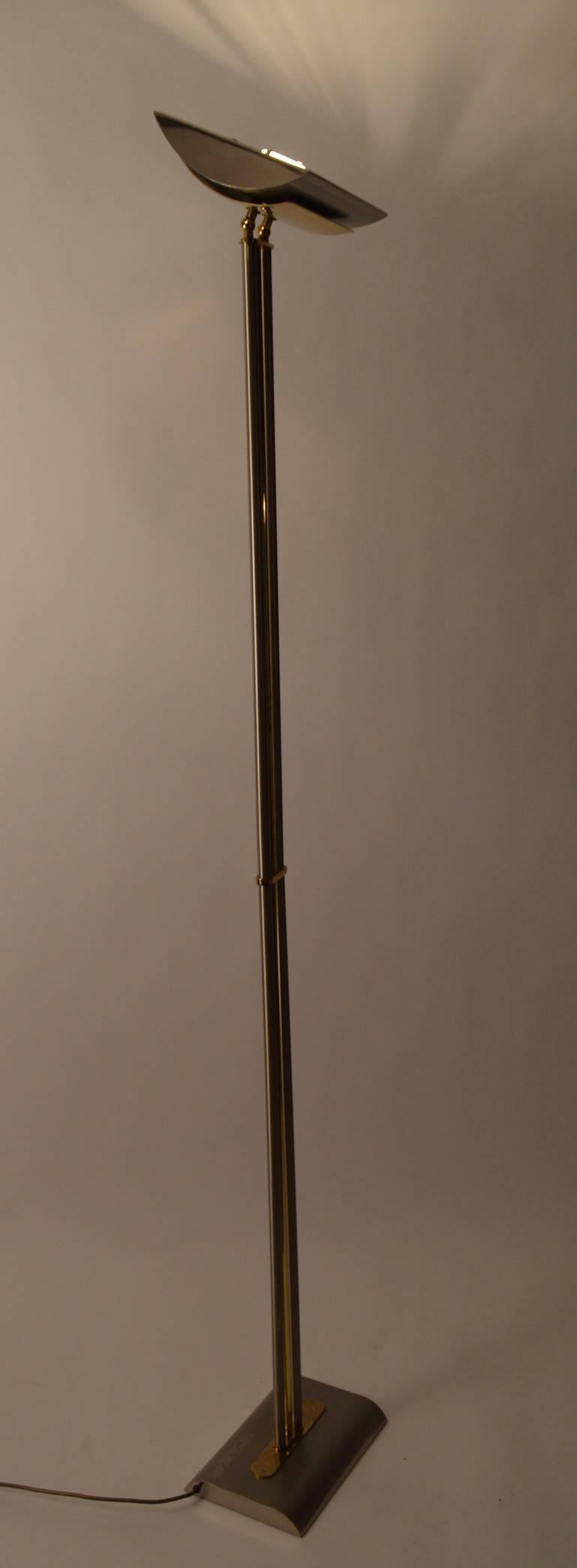 Italian Made Halogen Floor Lamp Torchiere Brass and Steel 2