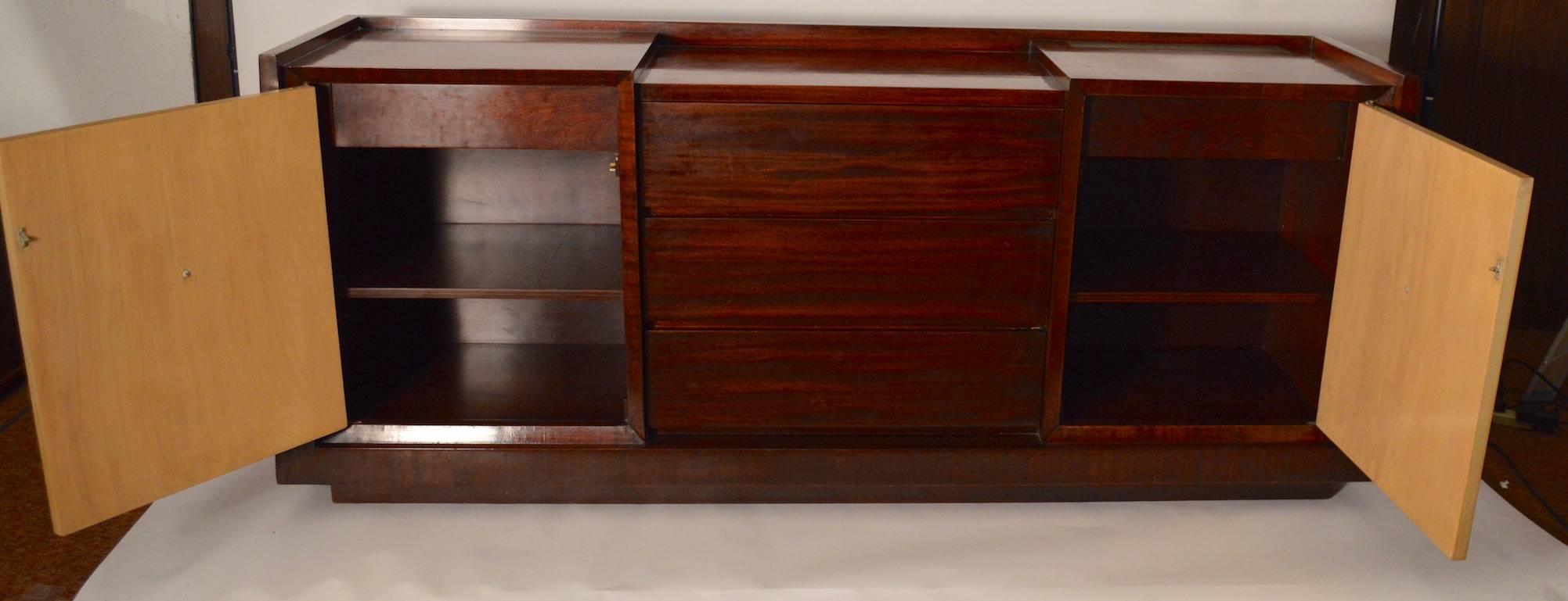 Mid-Century Modern Large Two-Tone Light Up Credenza For Sale