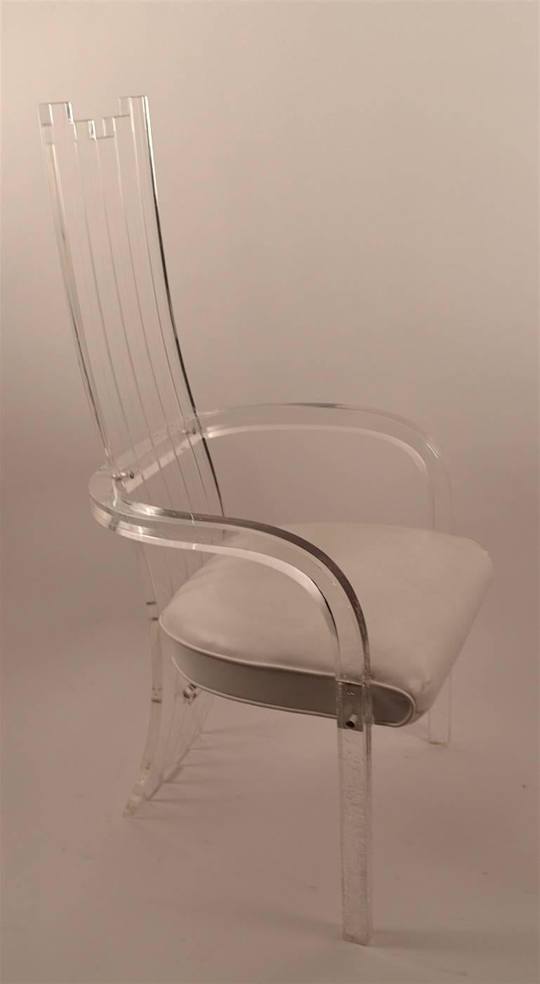 Set of Ten High Back Lucite Dining Chairs 1
