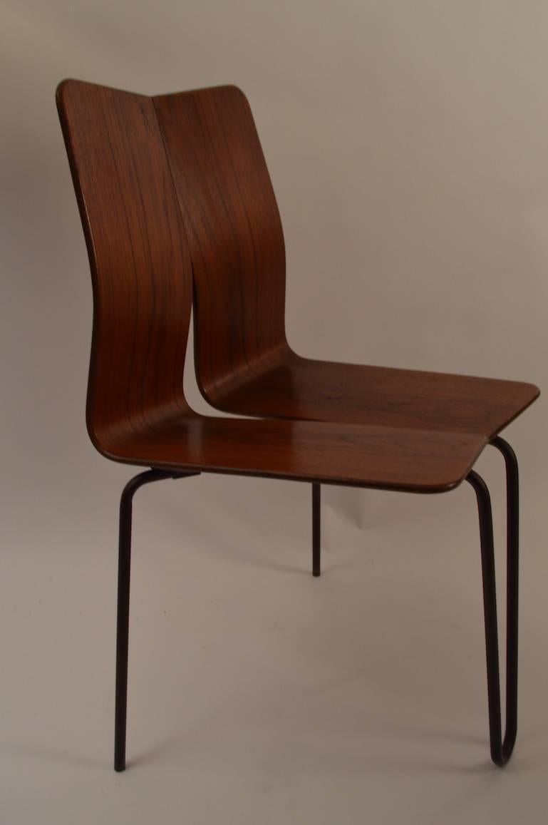 Mid-Century Modern Unusual Danish Bentwood and Iron Chair by Vamo