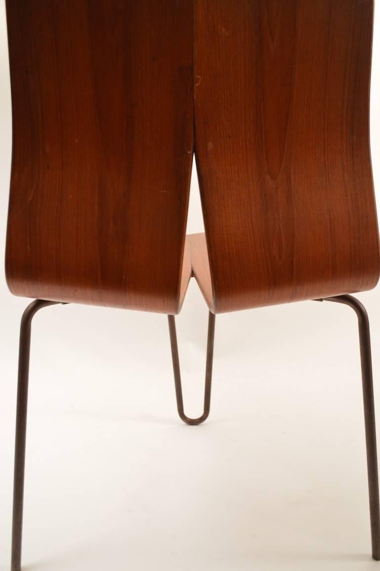 Walnut Unusual Danish Bentwood and Iron Chair by Vamo